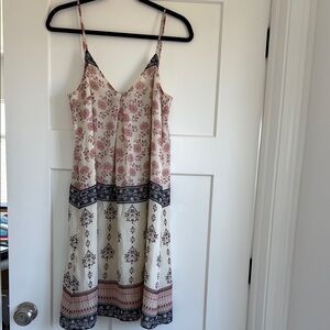 Vince Camuto Pink and Cream Floral Midi Dress